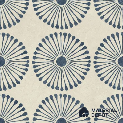Moroccan Wall & Floor Highlighter 1 Tile TL 11190 Indigo Bloom 1 ft x 1 ft Ceramic Matte Finish Tile - 10 mm | Suitable For Kitchen, Bathroom, Balcony