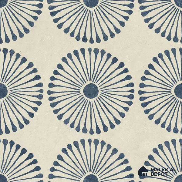Moroccan Wall & Floor Highlighter 1 Tile TL 11190 Indigo Bloom 1 ft x 1 ft Ceramic Matte Finish Tile - 10 mm | Suitable For Kitchen, Bathroom, Balcony