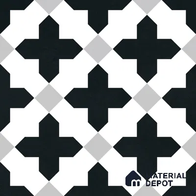 Moroccan Wall & Floor Tile TL 11135 Monochrome Cross 1 ft x 1 ft Ceramic Matte Finish Tile - 10 mm | Suitable For Kitchen, Bathroom, Balcony
