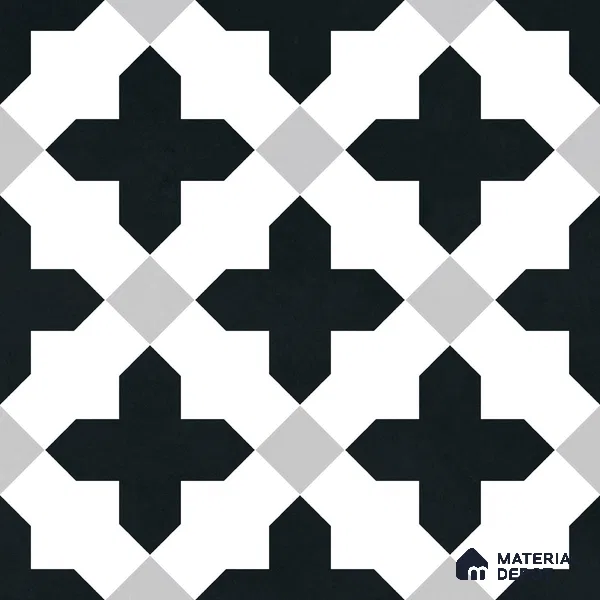 Moroccan Wall & Floor Tile TL 11135 Monochrome Cross 1 ft x 1 ft Ceramic Matte Finish Tile - 10 mm | Suitable For Kitchen, Bathroom, Balcony
