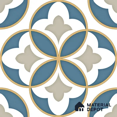 Moroccan Wall & Floor Tile TL 11125 Azure Fleur 1 ft x 1 ft Ceramic Matte Finish Tile - 10 mm | Suitable For Kitchen, Bathroom, Balcony