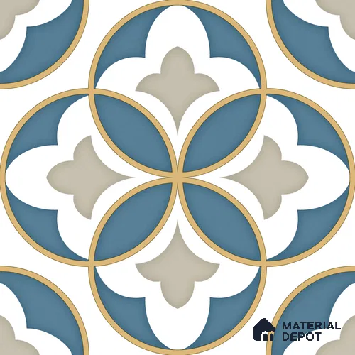 Moroccan Wall & Floor Tile TL 11125 Azure Fleur 1 ft x 1 ft Ceramic Matte Finish Tile - 10 mm | Suitable For Kitchen, Bathroom, Balcony