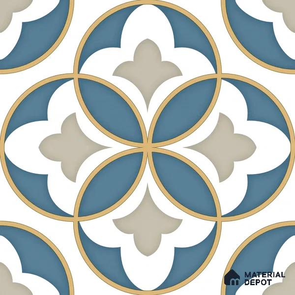 Moroccan Wall & Floor Tile TL 11125 Azure Fleur 1 ft x 1 ft Ceramic Matte Finish Tile - 10 mm | Suitable For Kitchen, Bathroom, Balcony