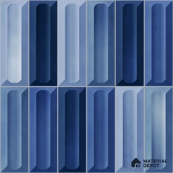 Faux Subway Wall Tile TL 11293 Azure Prism 1 ft x 1 ft Ceramic Glossy Finish Tile - 10 mm | Suitable For Bathroom, Balcony & Kitchen Backsplash (Sample)