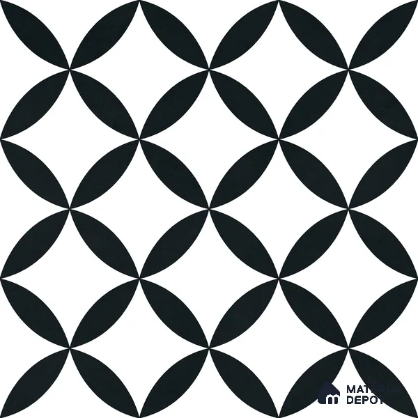 Moroccan Monochrome Wall & Floor Tile TL 11137 Noir Orbit 1 ft x 1 ft Ceramic Matte Finish Tile - 10 mm | Suitable For Bathroom, Balcony & Kitchen Backsplash (Sample)