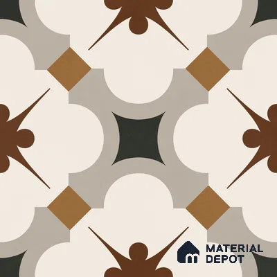 Moroccan Wall & Floor Tile TL 11112 Moorish Crest 1 ft x 1 ft Ceramic Matte Finish Tile - 10 mm | Suitable For Kitchen, Bathroom, Balcony