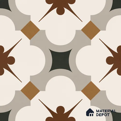 Moroccan Wall & Floor Tile TL 11112 Moorish Crest 1 ft x 1 ft Ceramic Matte Finish Tile - 10 mm | Suitable For Kitchen, Bathroom, Balcony