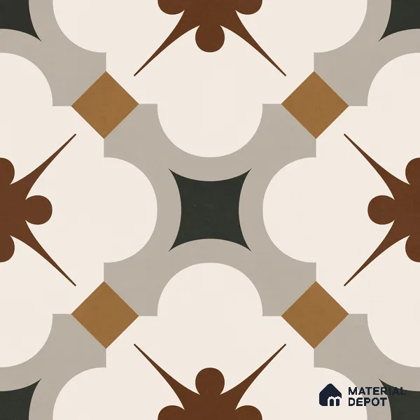 Moroccan Wall & Floor Tile TL 11112 Moorish Crest 1 ft x 1 ft Ceramic Matte Finish Tile - 10 mm | Suitable For Kitchen, Bathroom, Balcony