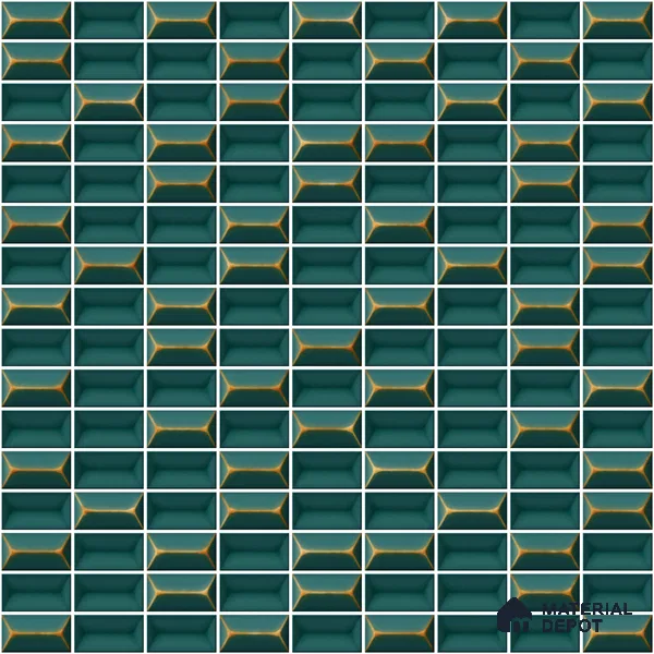 Faux Subway Wall Tile TL 11326 Emerald Prism 1 ft x 1 ft Ceramic Glossy Finish Tile - 10 mm | Suitable For Bathroom, Dining Area, Kitchen Backsplash