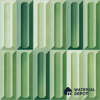 Faux Subway Wall Tile TL 11294 Verdant Prism 1 ft x 1 ft Ceramic Glossy Finish Tile - 10 mm | Suitable For Bathroom, Balcony & Kitchen Backsplash