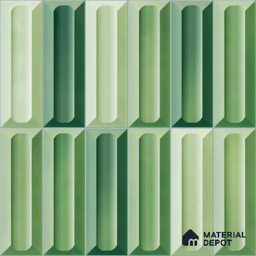 Faux Subway Wall Tile TL 11294 Verdant Prism 1 ft x 1 ft Ceramic Glossy Finish Tile - 10 mm | Suitable For Bathroom, Balcony & Kitchen Backsplash
