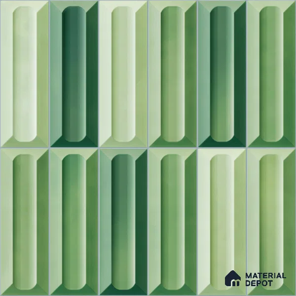 Faux Subway Wall Tile TL 11294 Verdant Prism 1 ft x 1 ft Ceramic Glossy Finish Tile - 10 mm | Suitable For Bathroom, Balcony & Kitchen Backsplash