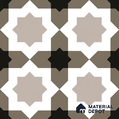 Moroccan Wall & Floor Tile TL 11114 Moorish Star 1 ft x 1 ft Ceramic Matte Finish Tile - 10 mm | Suitable For Kitchen, Bathroom, Balcony