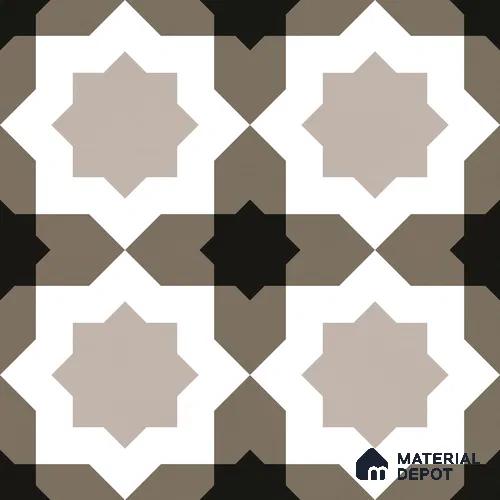 Moroccan Wall & Floor Tile TL 11114 Moorish Star 1 ft x 1 ft Ceramic Matte Finish Tile - 10 mm | Suitable For Kitchen, Bathroom, Balcony