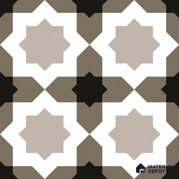 Moroccan Wall & Floor Tile TL 11114 Moorish Star 1 ft x 1 ft Ceramic Matte Finish Tile - 10 mm | Suitable For Kitchen, Bathroom, Balcony