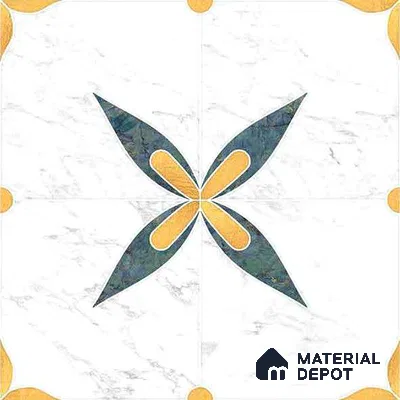 Moroccan Carving Wall & Floor Tile TL 11670 Regal Petal 1 ft x 1 ft Ceramic Carving Matte Finish Tile - 10 mm | Suitable For Bathroom, Dining Area, Kitchen