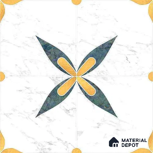Moroccan Carving Wall & Floor Tile TL 11670 Regal Petal 1 ft x 1 ft Ceramic Carving Matte Finish Tile - 10 mm | Suitable For Bathroom, Dining Area, Kitchen