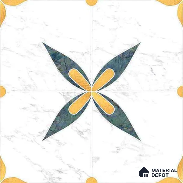 Moroccan Carving Wall & Floor Tile TL 11670 Regal Petal 1 ft x 1 ft Ceramic Carving Matte Finish Tile - 10 mm | Suitable For Bathroom, Dining Area, Kitchen