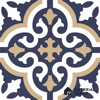 Moroccan Wall & Floor Tile TL 11104 Navy Baroque 1 ft x 1 ft Ceramic Matte Finish Tile - 10 mm | Suitable For Kitchen, Bathroom, Balcony