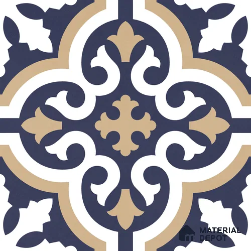 Moroccan Wall & Floor Tile TL 11104 Navy Baroque 1 ft x 1 ft Ceramic Matte Finish Tile - 10 mm | Suitable For Kitchen, Bathroom, Balcony