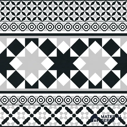 Moroccan Wall & Floor Carpet Border Tile TL 11153 Monochrome Majlis 1 ft x 1 ft Ceramic Matte Finish Tile - 10 mm | Suitable For Living Room, Kitchen, Dining Area