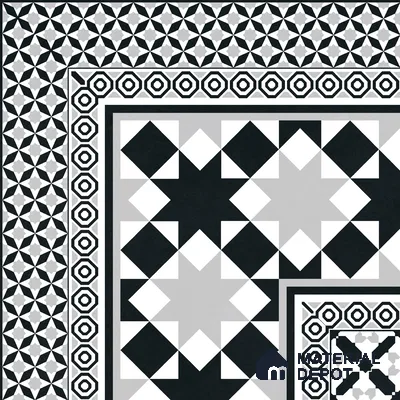 Moroccan Wall & Floor Carpet Corner Tile TL 11154 Monochrome Kasbah 1 ft x 1 ft Ceramic Matte Finish Tile - 10 mm | Suitable For Living Room, Kitchen, Dining Area