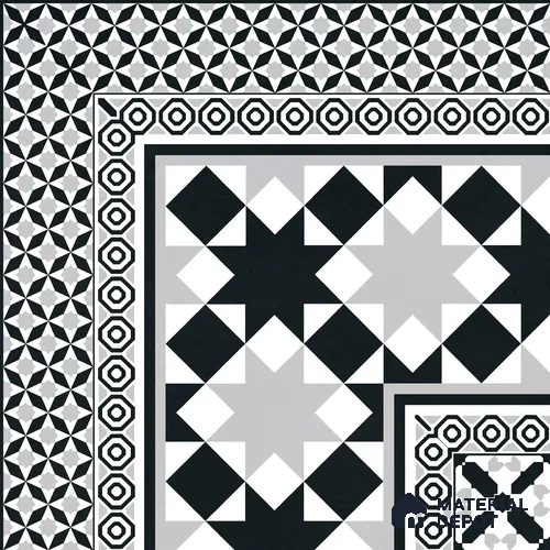 Moroccan Wall & Floor Carpet Corner Tile TL 11154 Monochrome Kasbah 1 ft x 1 ft Ceramic Matte Finish Tile - 10 mm | Suitable For Living Room, Kitchen, Dining Area