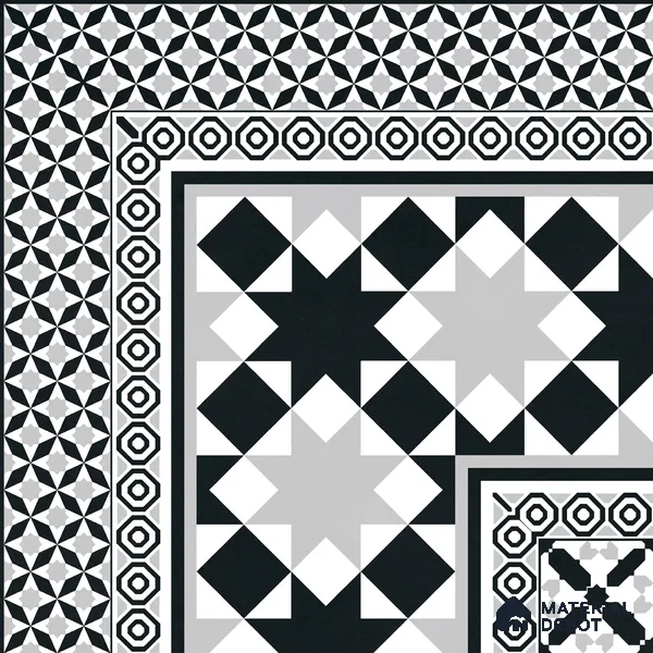 Moroccan Wall & Floor Carpet Corner Tile TL 11154 Monochrome Kasbah 1 ft x 1 ft Ceramic Matte Finish Tile - 10 mm | Suitable For Living Room, Kitchen, Dining Area