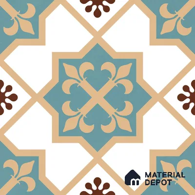 Moroccan Wall & Floor Tile TL 11107 Riviera Petal 1 ft x 1 ft Ceramic Matte Finish Tile - 10 mm | Suitable For Kitchen, Bathroom, Balcony