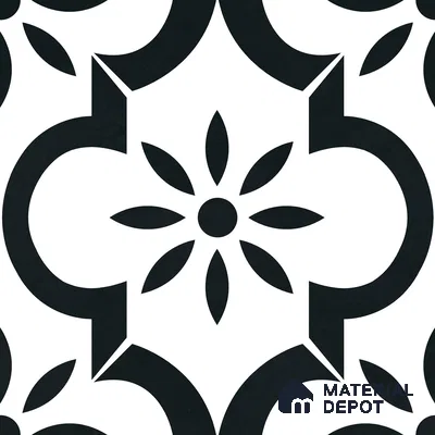 Moroccan Monochrome Wall & Floor Tile TL 11141 Noir Petal 1 ft x 1 ft Ceramic Matte Finish Tile - 10 mm | Suitable For Kitchen, Bathroom, Balcony
