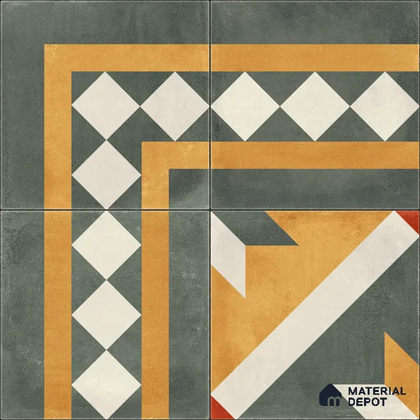 Moroccan Wall & Floor Corner 1 Carpet Tile TL 11212 Ivory Regent 1 ft x 1 ft Ceramic Matte Finish Tile - 10 mm | Suitable For Kitchen, Bathroom, Living Room