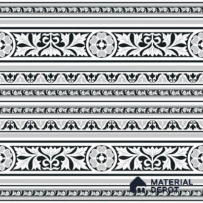 Moroccan Monochrome Wall & Floor Carpet Border Tile TL 11151 Ornate Laurel 1 ft x 1 ft Ceramic Matte Finish Tile - 10 mm | Suitable For Living Room, Kitchen, Dining Area
