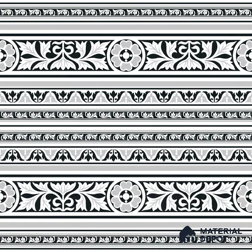 Moroccan Monochrome Wall & Floor Carpet Border Tile TL 11151 Ornate Laurel 1 ft x 1 ft Ceramic Matte Finish Tile - 10 mm | Suitable For Living Room, Kitchen, Dining Area