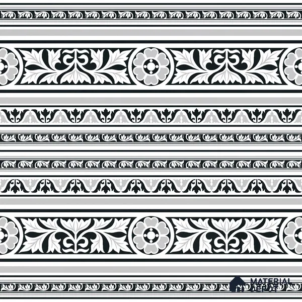 Moroccan Monochrome Wall & Floor Carpet Border Tile TL 11151 Ornate Laurel 1 ft x 1 ft Ceramic Matte Finish Tile - 10 mm | Suitable For Living Room, Kitchen, Dining Area