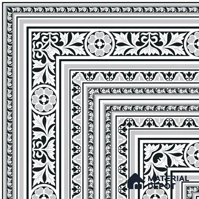 Moroccan Monochrome Wall & Floor Carpet Corner Tile TL 11152 Baroque Laurel 1 ft x 1 ft Ceramic Matte Finish Tile - 10 mm | Suitable For Living Room, Kitchen, Dining Area