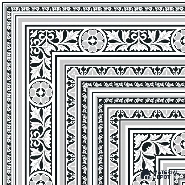 Moroccan Monochrome Wall & Floor Carpet Corner Tile TL 11152 Baroque Laurel 1 ft x 1 ft Ceramic Matte Finish Tile - 10 mm | Suitable For Living Room, Kitchen, Dining Area