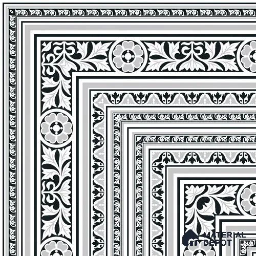 Moroccan Monochrome Wall & Floor Carpet Corner Tile TL 11152 Baroque Laurel 1 ft x 1 ft Ceramic Matte Finish Tile - 10 mm | Suitable For Living Room, Kitchen, Dining Area