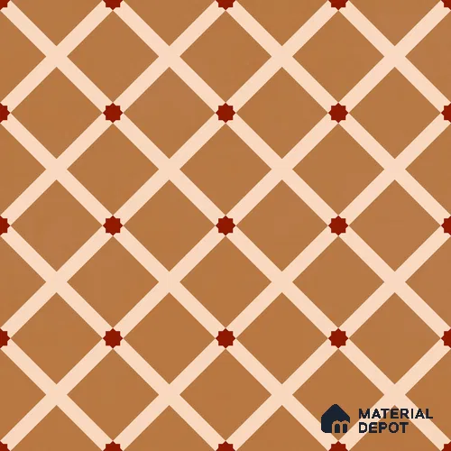 Moroccan Wall & Floor Carpet Center Tile TL 11176 Terracotta Lattice 1 ft x 1 ft Ceramic Matte Finish Tile - 10 mm | Suitable For Kitchen, Bathroom, Dining Area