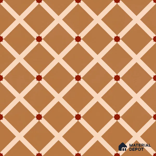 Moroccan Wall & Floor Carpet Center Tile TL 11176 Terracotta Lattice 1 ft x 1 ft Ceramic Matte Finish Tile - 10 mm | Suitable For Kitchen, Bathroom, Dining Area