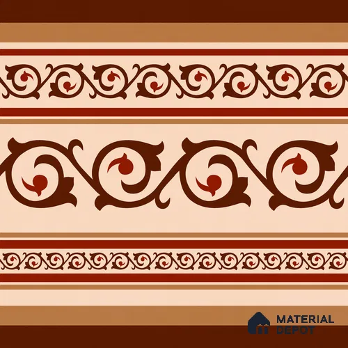 Moroccan Wall & Floor Carpet Border Tile TL 11177 Russet Filigree 1 ft x 1 ft Ceramic Matte Finish Tile - 10 mm | Suitable For Kitchen, Bathroom, Living Room