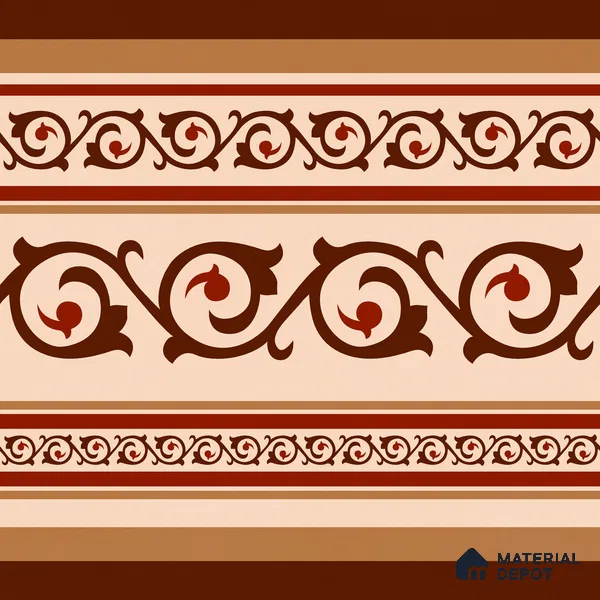 Moroccan Wall & Floor Carpet Border Tile TL 11177 Russet Filigree 1 ft x 1 ft Ceramic Matte Finish Tile - 10 mm | Suitable For Kitchen, Bathroom, Living Room
