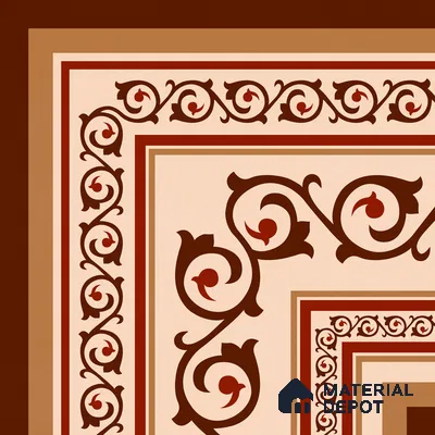 Moroccan Wall & Floor Carpet Corner Tile TL 11178 Russet Arabesque 1 ft x 1 ft Ceramic Matte Finish Tile - 10 mm | Suitable For Kitchen, Bathroom, Living Room