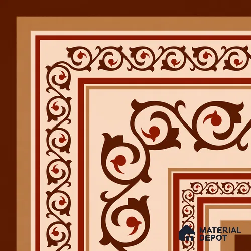 Moroccan Wall & Floor Carpet Corner Tile TL 11178 Russet Arabesque 1 ft x 1 ft Ceramic Matte Finish Tile - 10 mm | Suitable For Kitchen, Bathroom, Living Room