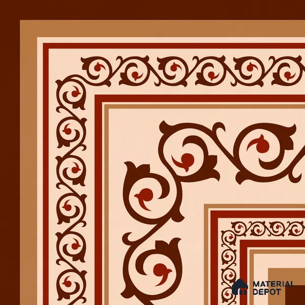 Moroccan Wall & Floor Carpet Corner Tile TL 11178 Russet Arabesque 1 ft x 1 ft Ceramic Matte Finish Tile - 10 mm | Suitable For Kitchen, Bathroom, Living Room