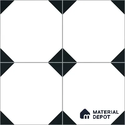 Moroccan Monochrome Wall & Floor Carpet Center Tile TL 11155 Octave Noir 1 ft x 1 ft Ceramic Matte Finish Tile - 10 mm | Suitable For Living Room, Kitchen, Dining Area (Sample)