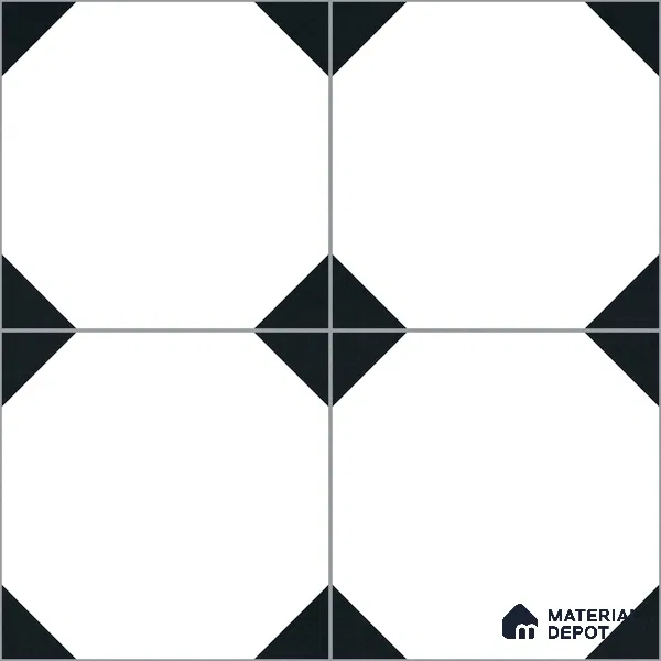 Moroccan Monochrome Wall & Floor Carpet Center Tile TL 11155 Octave Noir 1 ft x 1 ft Ceramic Matte Finish Tile - 10 mm | Suitable For Living Room, Kitchen, Dining Area (Sample)