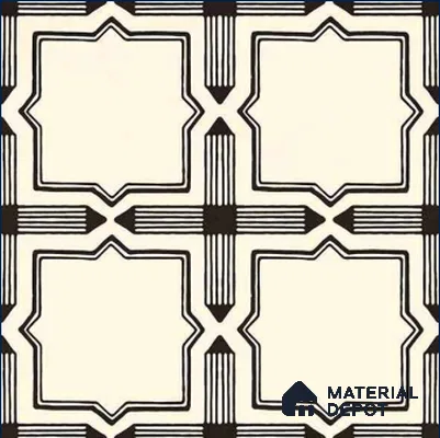 Moroccan Wall & Floor Tile TL 11121 Starline Noir 1 ft x 1 ft Ceramic Matte Finish Tile - 10 mm | Suitable For Kitchen, Bathroom, Balcony