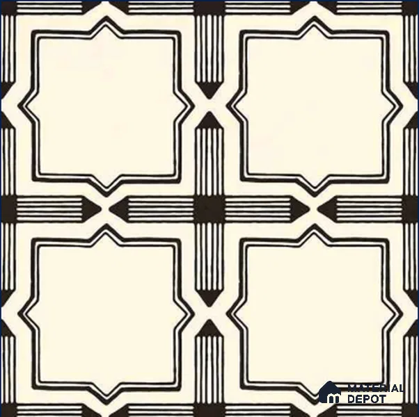 Moroccan Wall & Floor Tile TL 11121 Starline Noir 1 ft x 1 ft Ceramic Matte Finish Tile - 10 mm | Suitable For Kitchen, Bathroom, Balcony