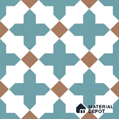Moroccan Wall & Floor Tile TL 11108 Azure Lattice 1 ft x 1 ft Ceramic Matte Finish Tile - 10 mm | Suitable For Kitchen, Bathroom, Balcony