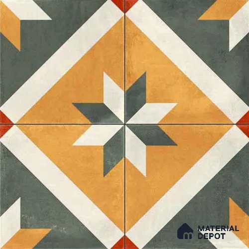 Moroccan Wall & Floor Center 2 Carpet Tile TL 11216 Saffron Star 1 ft x 1 ft Ceramic Matte Finish Tile - 10 mm | Suitable For Kitchen, Bathroom, Living Room